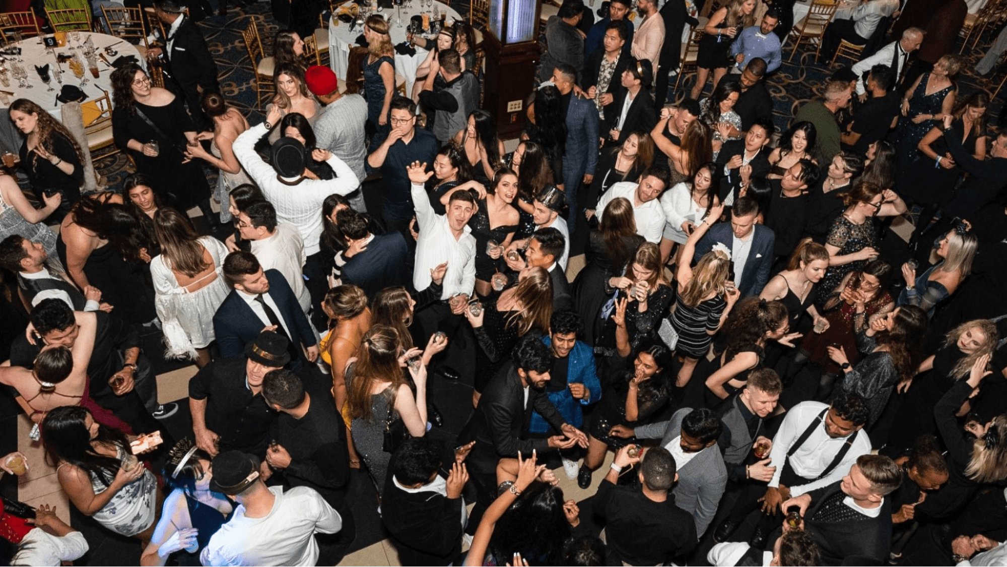 Attendees at a formal dance party